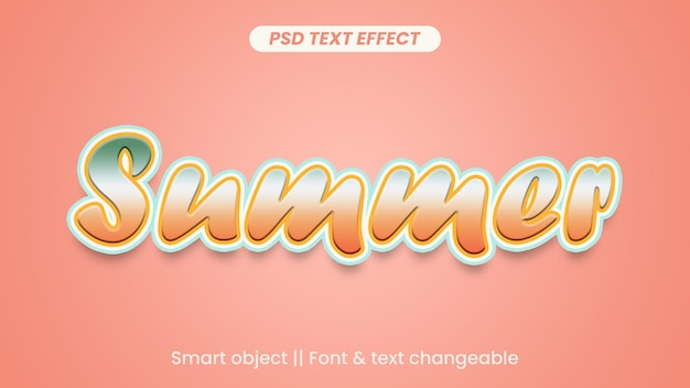 Modèle PSD d'effet de texte d'été