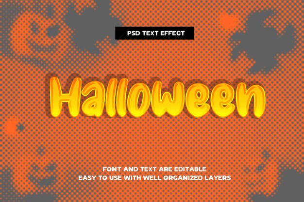 PSD modèle psd d'effet de texte d'halloween