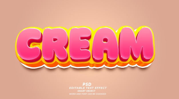 Modèle PSD d'effet de texte modifiable 3d crème