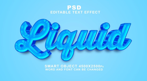 Modèle PSD d'effet de texte modifiable 3d liquide avec fond mignon