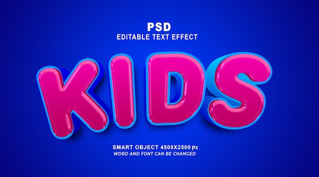 Modèle Psd D'effet De Texte Modifiable 3d Pour Enfants Avec Fond Mignon