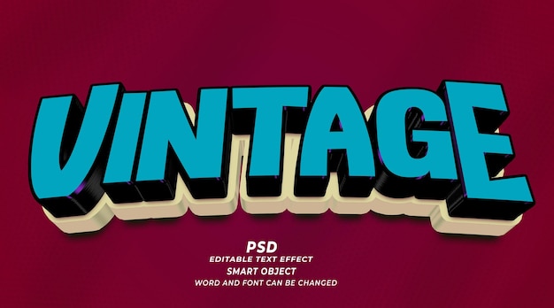 PSD modèle psd d'effet de texte modifiable 3d vintage