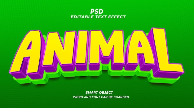 Modèle Psd D'effet De Texte Modifiable Animal 3d