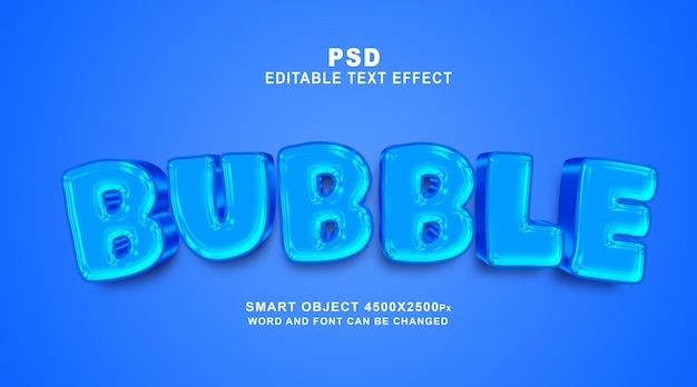 Modèle PSD d'effet de texte modifiable Bubble 3d avec fond mignon