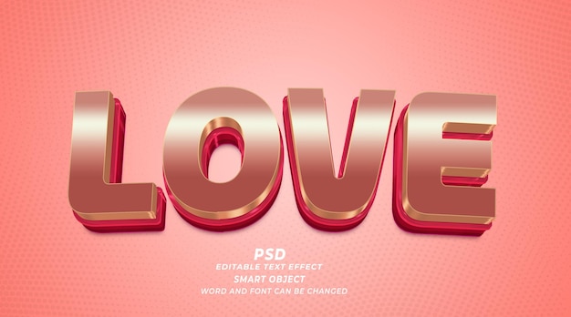 Modèle Psd D'effet De Texte Modifiable Love 3d