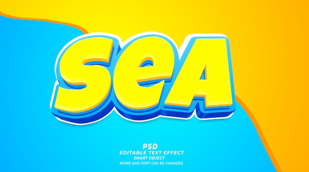 Modèle Psd D'effet De Texte Modifiable Sea 3d