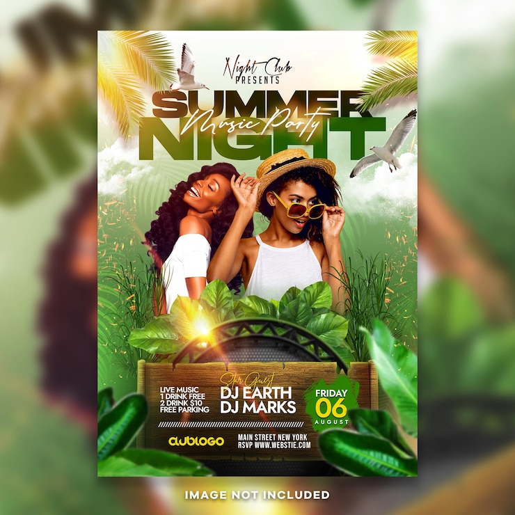 PSD modèle psd de flyer de fête d'été de boîte de nuit