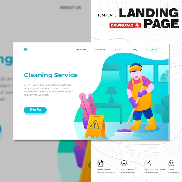 Modèle PSD d'illustration de la page de destination