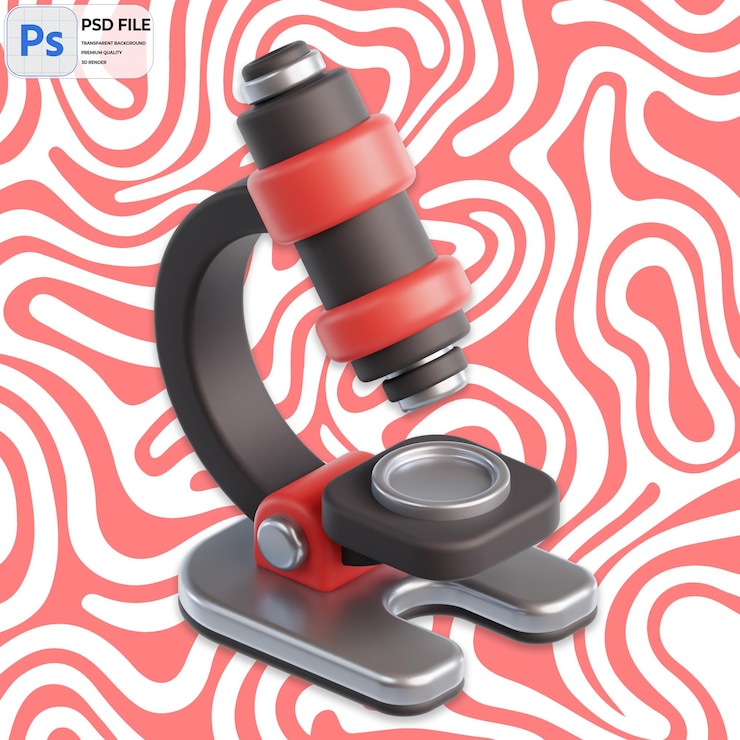 PSD modèle psd d'illustration png isolée de l'icône de rendu de microscope 3d