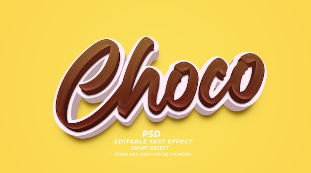 Modèle Psd Photoshop D'effet De Texte Modifiable Choco 3d