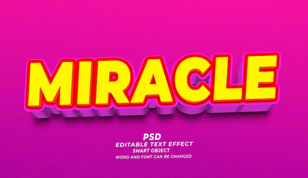 Modèle Psd Photoshop D'effet De Texte Modifiable Miracle 3d