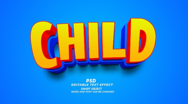 Modèle Psd Photoshop D'effet De Texte Modifiable Pour Enfant 3d