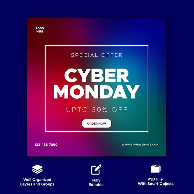 PSD modèle de psd pour les publications sur les réseaux sociaux du cyber monday