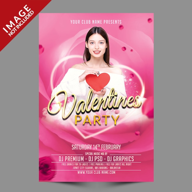 Modèle Psd Premium Flyer Party Valentines