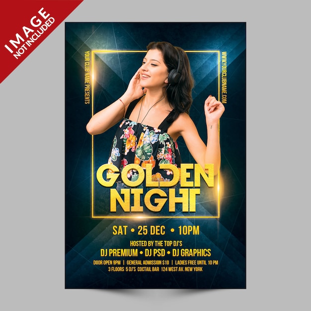 Modèle PSD Premium de Golden Night Party Flyer