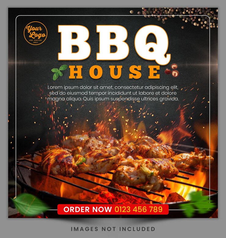 PSD le modèle psd premium de la promotion des médias sociaux de bbq house