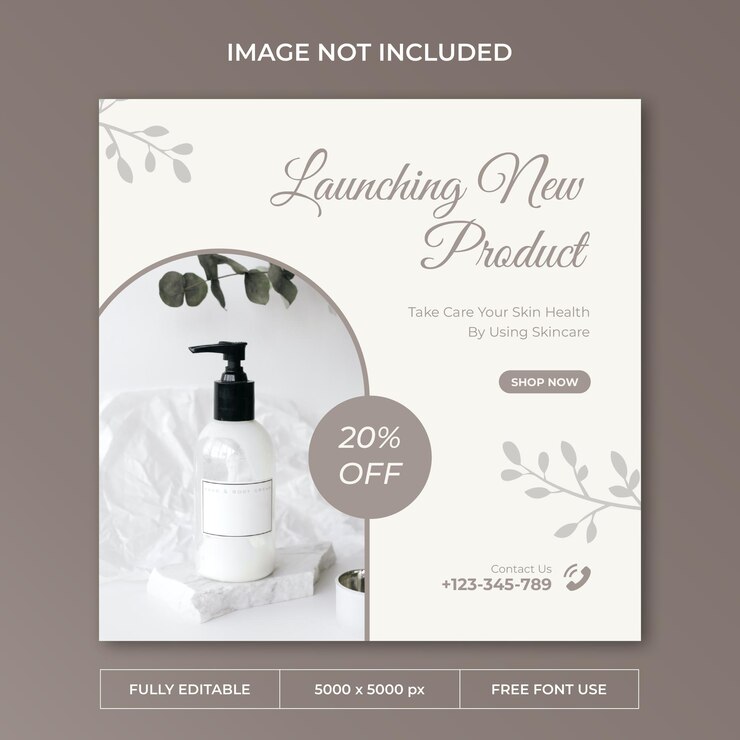Modèle PSD de publication instagram de soins de la peau beauté