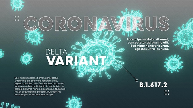 Modèle PSD avec textes modifiables et virus 3d pour des informations sur Covid19 et ses variantes