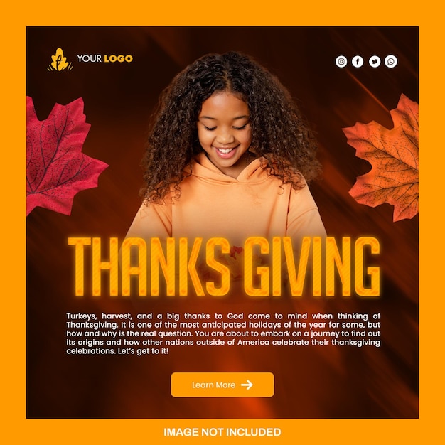 PSD modèle de psd de thanksgiving pour les médias sociaux