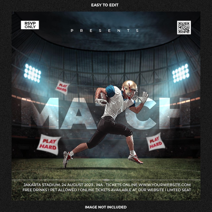 PSD modèle de publication d'affiche de joueur de football sur les médias sociaux