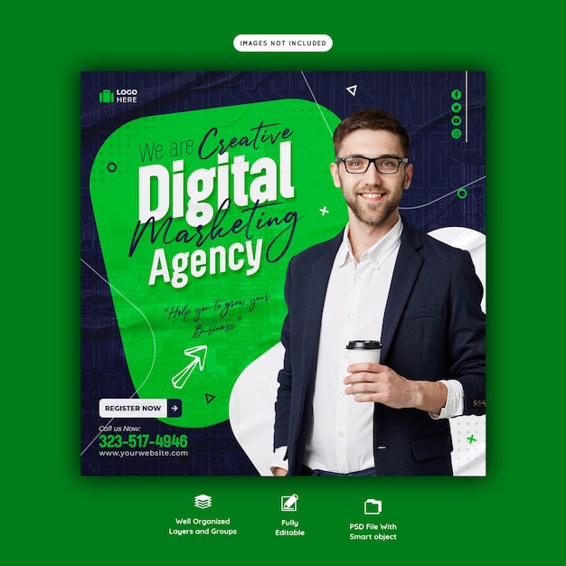 Modèle de publication d'agence de marketing numérique et de médias sociaux d'entreprise