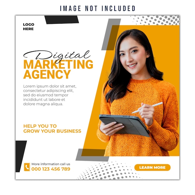 Modèle de publication d'agence de marketing numérique et de médias sociaux d'entreprise