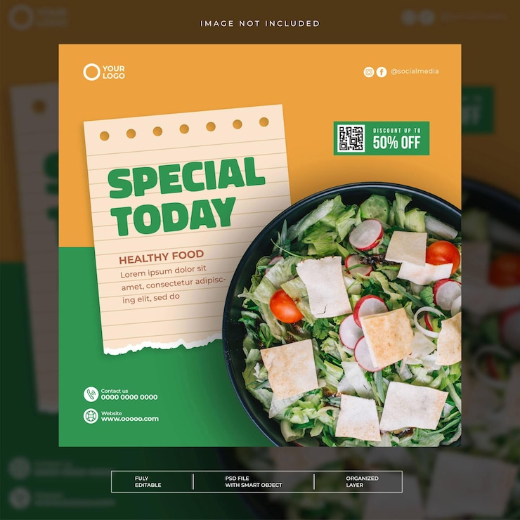 PSD modèle de publication de bannière de médias sociaux alimentaires