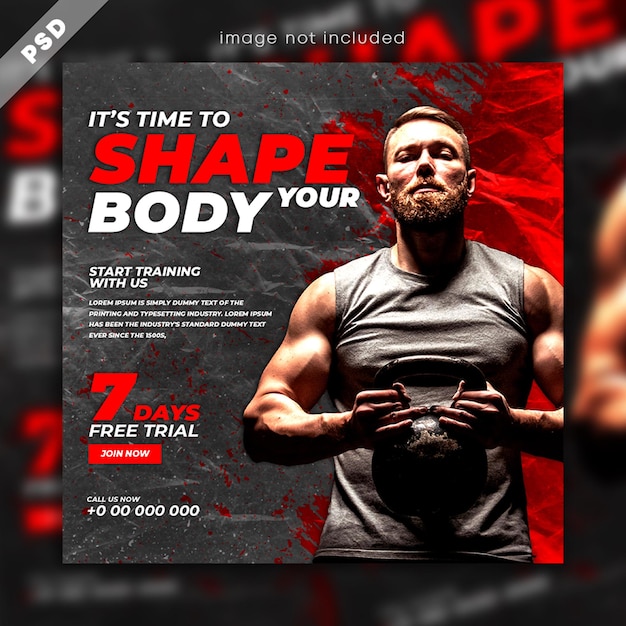 Modèle de publication de bannière de médias sociaux de flyer d'entraînement de gym fitness