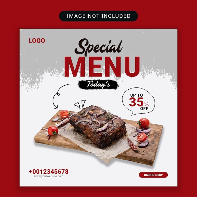 PSD modèle de publication de bannière de médias sociaux de steak de nourriture