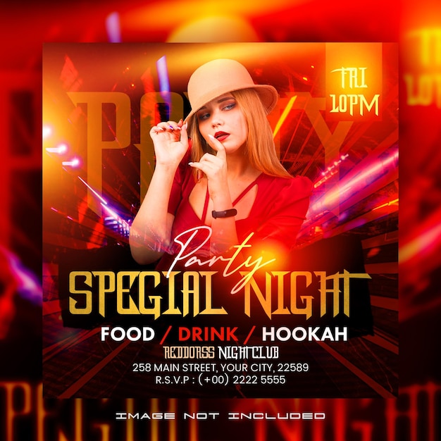 Modèle de publication et de bannière sur les réseaux sociaux du flyer de fête musicale Dj Night club