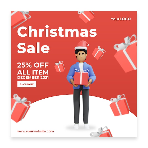 Modèle De Publication Célébrant Noël à La Maison Rendu 3d Illustration 3d Psd Premium