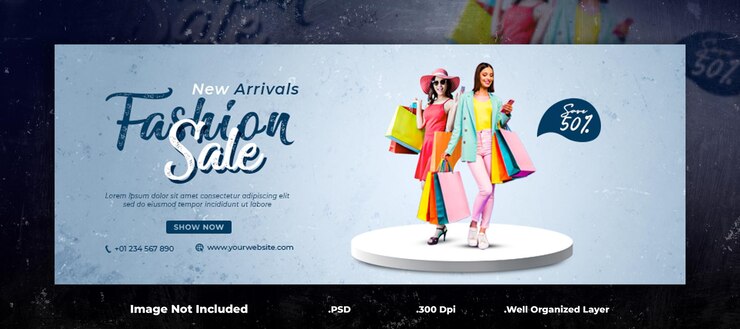 PSD modèle de publication de couverture facebook de vente de mode