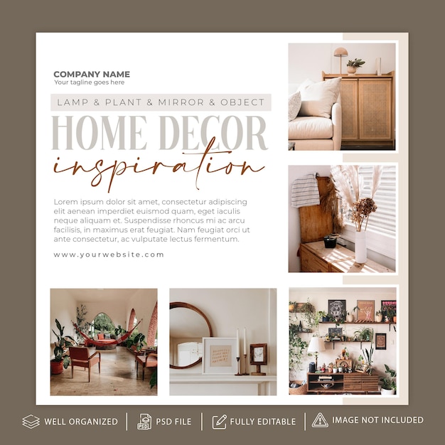 Modèle de publication ou de couverture Instagram Home Decor Interior Inspiration