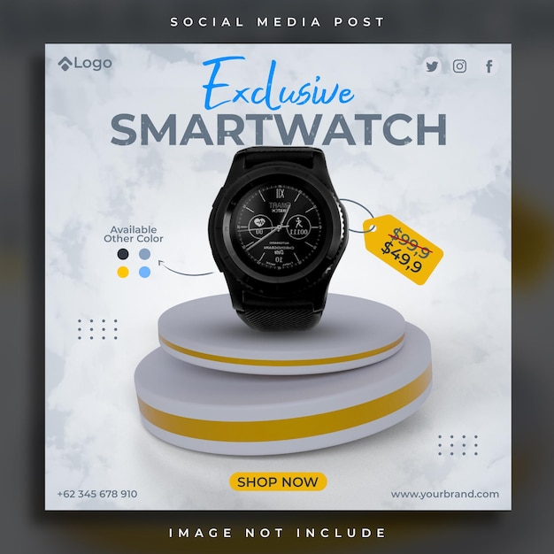 Modèle de publication exclusif sur les médias sociaux pour la vente de montres intelligentes