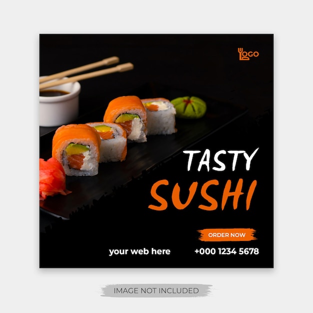 Modèle de publication facebook instagram de sushi de cuisine asiatique