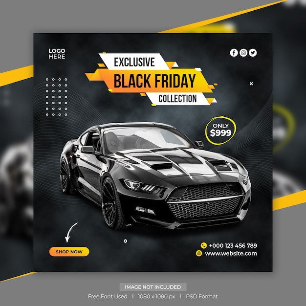 Modèle De Publication Facebook Ou Instagram De Vente De Voitures Black Friday