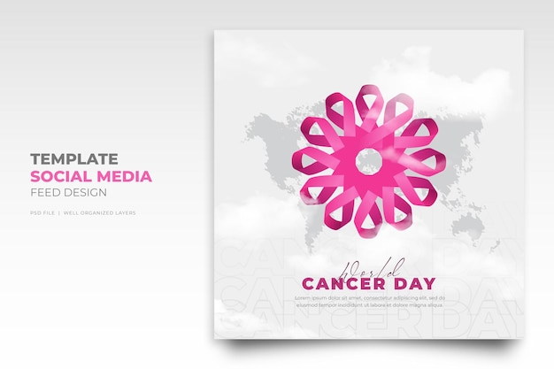 Modèle De Publication De Flux De Médias Sociaux Instagram Pour La Journée Mondiale Contre Le Cancer