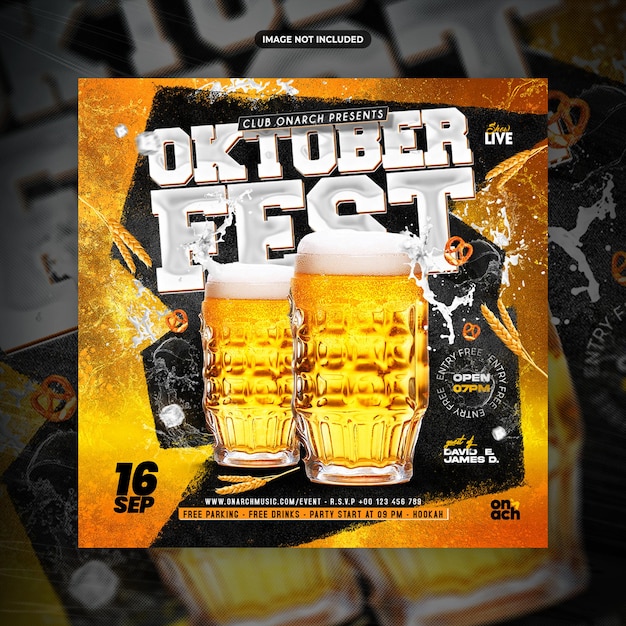 PSD modèle de publication ou de flyer sur les médias sociaux du festival de la bière oktoberfest