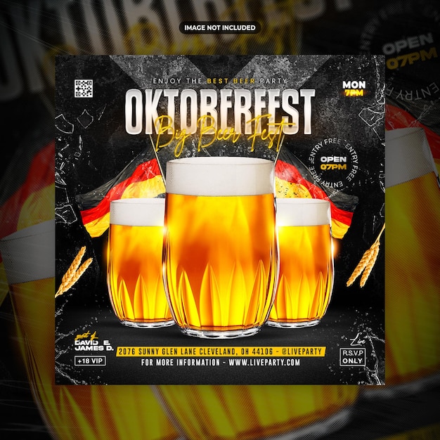 Modèle de publication ou de flyer sur les médias sociaux du festival de la bière oktoberfest