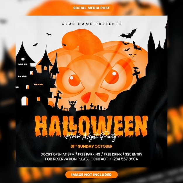 Modèle De Publication Et De Flyer Sur Les Réseaux Sociaux Pour La Soirée D'horreur D'halloween