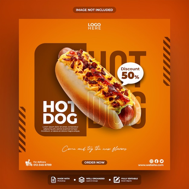 Modèle De Publication De Hot-dog Sur Les Réseaux Sociaux