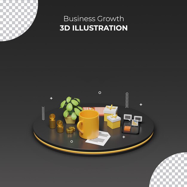 PSD modèle de publication d'illustration 3d de croissance d'entreprise