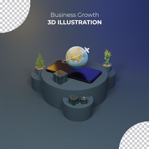 PSD modèle de publication d'illustration 3d de croissance d'entreprise