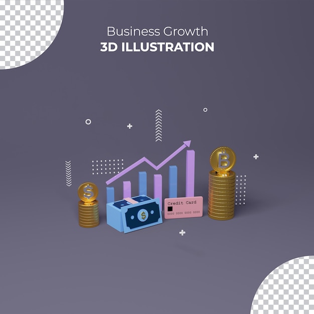 PSD modèle de publication d'illustration 3d de croissance d'entreprise