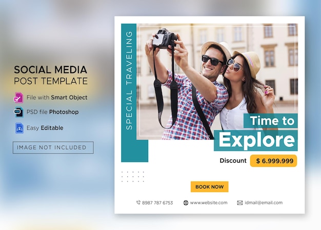 Modèle De Publication Instagram Aventure Plate Premium Psd