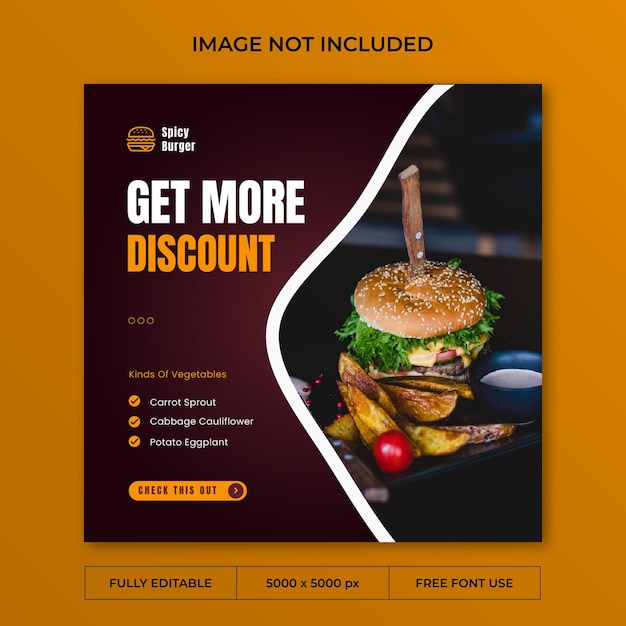 Modèle De Publication Instagram De Burger épicé Sur Les Médias Sociaux