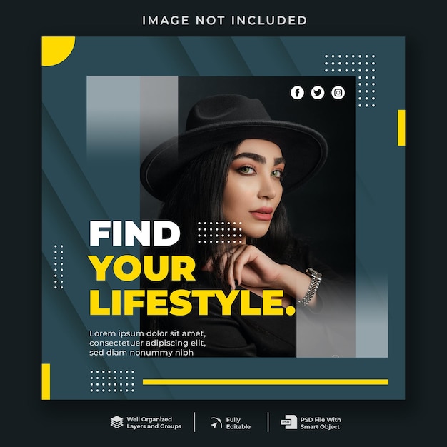 Modèle de publication instagram carré sur les médias sociaux
