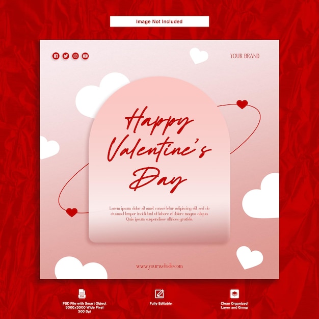 Modèle De Publication Instagram De Conception De Dégradé De Carte De Voeux Saint Valentin