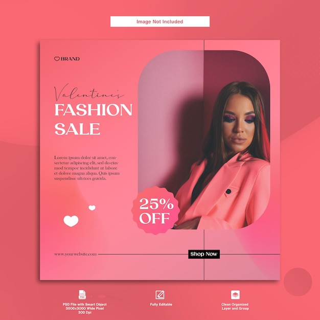 Modèle De Publication Instagram De Conception Minimaliste D'offre De Réduction De Vente De Mode Saint-valentin