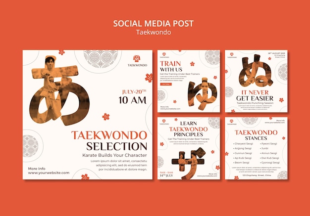 Modèle de publication instagram de cours de taekwondo